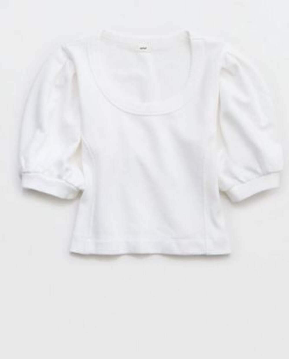 Aerie Lightweight Ribbed Short Sleeve Cropped Sweatshirt